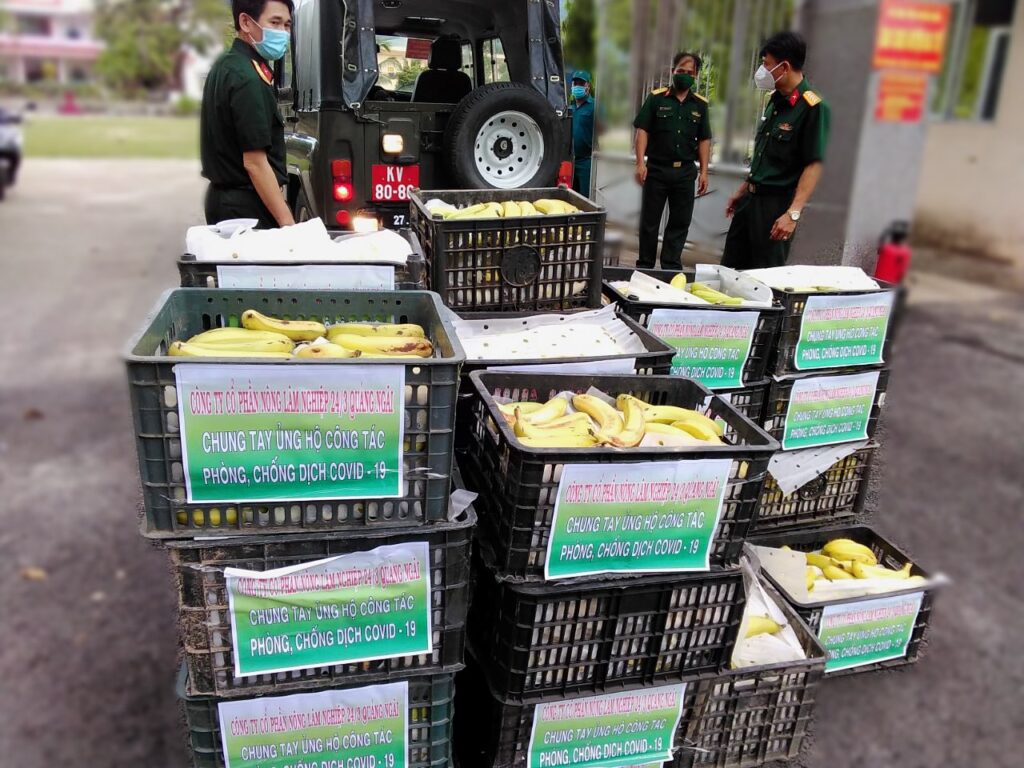 Công ty CP Nông Lâm Nghiệp 24/3 tặng sản phẩm chuối từ Nông trường 24/3 hỗ trợ chống dịch tại Quảng Ngãi